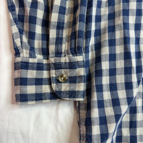 RALPH LAUREN CHAPS MENS L BLUE WHITE PLAID LONG SLEEVE BUTTON DOWN OXFORD SHIRT - Picture 3 of 9